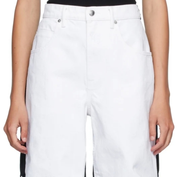 Nasty Gal White Denim Cargo Jeans W/elastic Cuff details Sz 10 - Picture 4 of 16